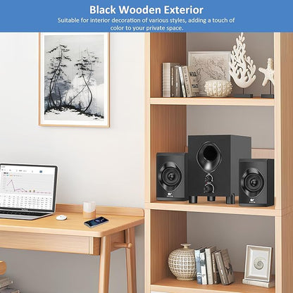 OROW Bluetooth Computer Speakers,PC Speaker with Subwoofer,Front Knob 18W Wireless PC Speakers,Support AUX&Bluetooth Play,Great for Party/Game/TV (S213)