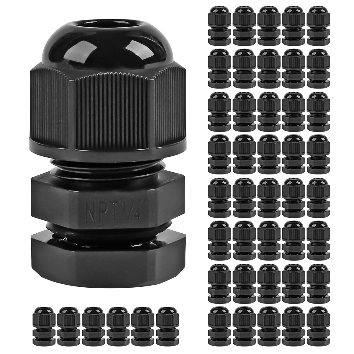 XHF 5 Pcs 3/4" IP68 Strain Relief Nylon Cord Grip NPT Cable Glands Adjustable UL Listed and RoHS Compliant (Black)