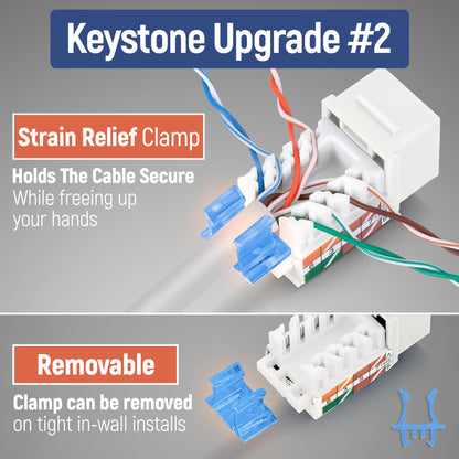 Everest 45 Degree RJ45 Cat5e Keystone Jacks Slim Profile 10-Pack White