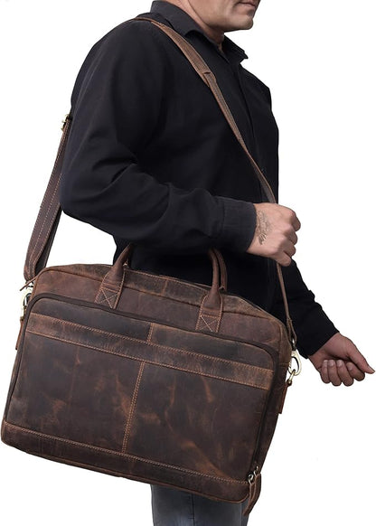 VC VINTAGE COUTURE Leather briefcase bag for men Leather Laptop Bags For Men and Women Travel Messenger Bag