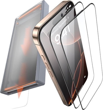 3 Pack for iPhone 16 Pro Tempered Glass Screen Protector, Dust Free CABIN, Auto Positioning, Bubble Free, High Definition, Easy Installation,9H+ Hardness