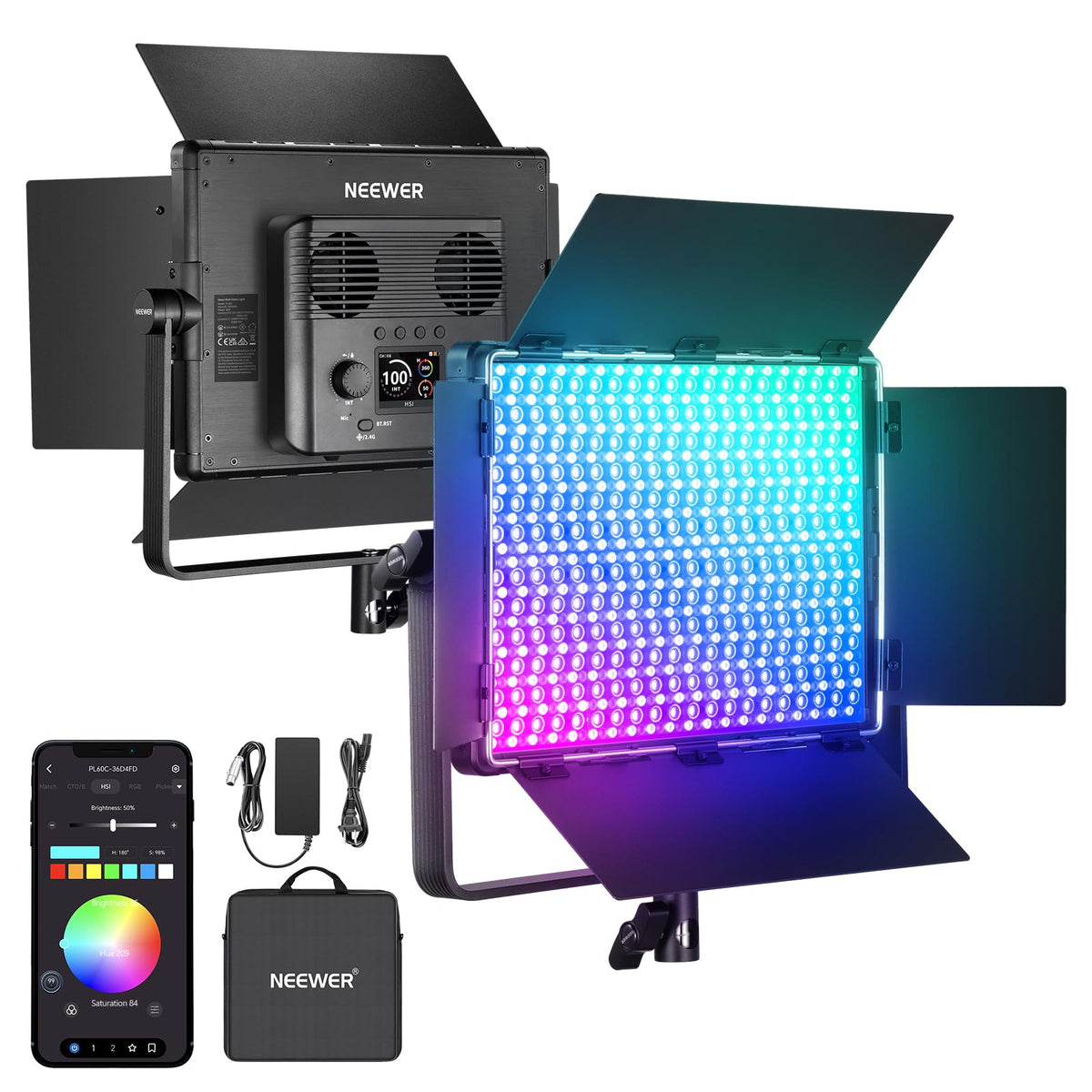 NEEWER 192 LED Video Light Panel, 20W Ultra Thin Bi Color Dimmable DSLR Camera Soft Light, 4000mAh Lithium Battery, 3200K-5600K CRI97+, Key Lighting for Studio Photography Recording Streaming