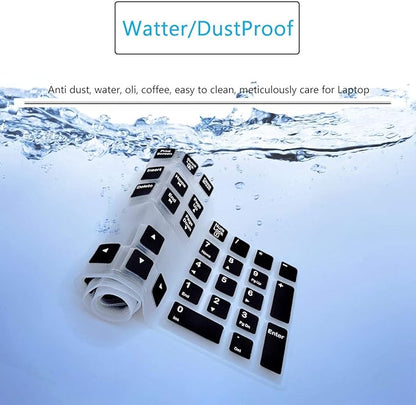 Silicone Keyboard Cover for Logitech K120 & MK120 Ergonomic Desktop USB Wired Keyboard, Logitech K120 & MK120 Keyboard Protective Skin US Layout (NOT Fit Other Model) -Black