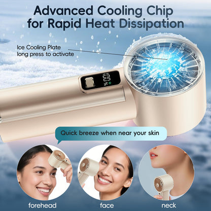 PANERGY Handheld Fan with Ice Cooler, Mini Portable Fan Rechargeable, 18Hrs Cooling, 0-100 Adjustable Speed, Small Yet Powerful, Personal Hand Fans for Travel, Beach, Outdoor, Makeup, Gifts for Women