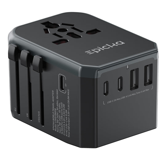 EPICKA Universal Travel Adapter with 1AC/3 USB-C/2 USB-A Ports