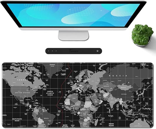 Galdas Mouse Pad for Gaming,XXL XL Large Mouse Mat Long Extended Mousepad Desk Mat Non-Slip Rubber Mice Pads Stitched Edges Thin (31.5 x 11.8 x 0.12 Inches),World Map Background