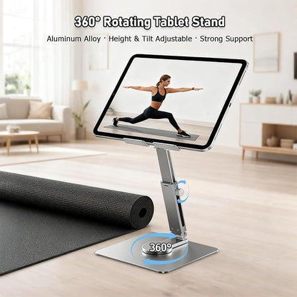 Tablet Stand, Height Adjustable with 360 Rotating Base - Desk Stand Holder, Rotating Display Stand for All 5.8-12.9” iPad Samsung Phone Tablet Kindle E-Reader and More