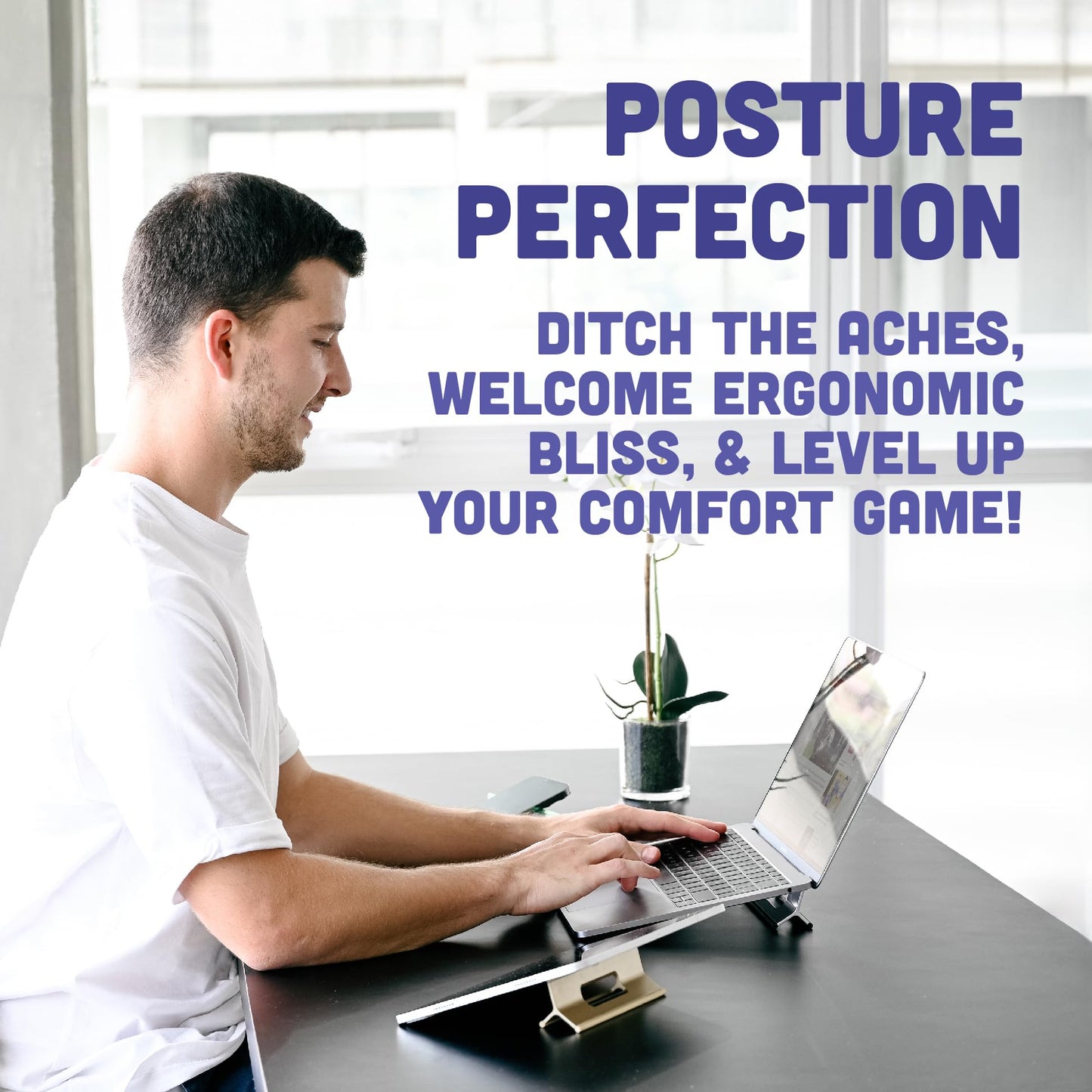 Steepy Portable Laptop Stand for Desk – Adjustable Height, & Portable Laptop Holder – Ergonomic Computer Stand for Cooling & Comfort – Slip-Proof, Sturdy Design – Universal Fit for 13-17 Inch Devices