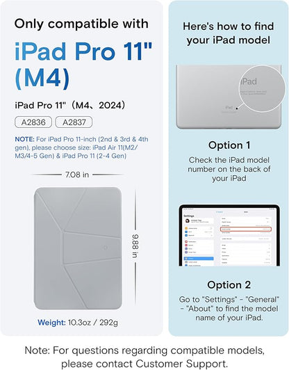 MOFT Dynamic Folio Case for iPad Pro 11 Inch 2024 5th Gen(M4), Silm Magnetic Stand Case with 20+ Viewing Angles, Auto Wake/Sleep, Ultra Thin, Cement x Sapphire