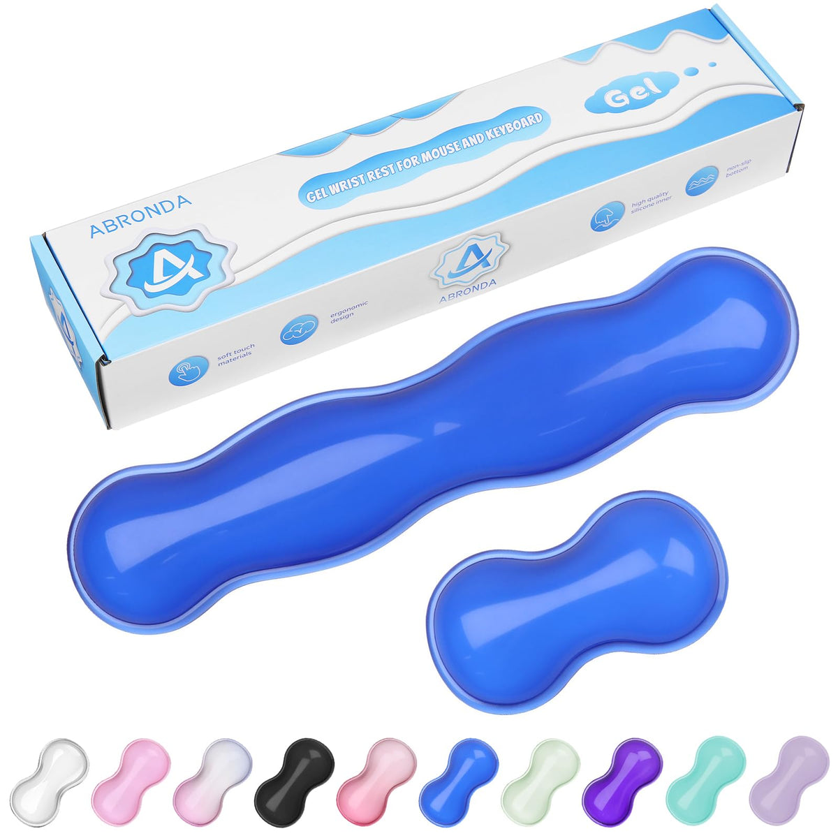 ABRONDA Gel Wrist Rest for Keyboard and Mouse, Wrist Rest for Keyboard, Mouse Wrist Support, Pain Relief, Cool Touch, Non-Skid, Mouse Wrist pad