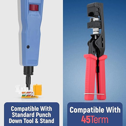 Everest 45° Angled RJ45 Cat6 Keystone Jacks 50-Pack in Yellow - Slim Profile Female RJ45 Connectors - Cat 6 Keystone Jack - Compatible with 45° Angled Speed Termination Tool - 45Term (B0BL3GS7ZY)