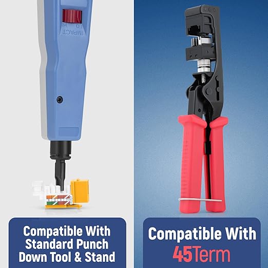 Everest 45° Angled RJ45 Cat6A Keystone Jacks 10-Pack in Yellow - Slim Profile Female RJ45 Connectors - Cat 6A Keystone Jack - Compatible with 45° Angled Speed Termination Tool - 45Term (B0BL3GS7ZY)