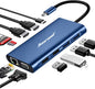 Hiearcool USB C Docking Station Dual Monitor, 11 in 1 Triple Display USB C Laptop Docking Station with 2 HDMI VGA, Type C Dongle Dock Compatible for Thunderbolt 3 4 Laptops