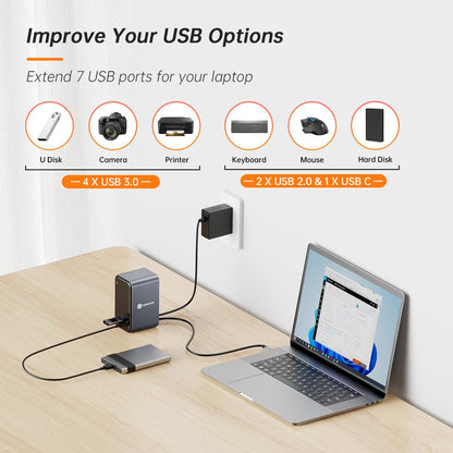 TobenONE USB C Laptop Docking Station Dual Monitor Plug and Play 7 USB Port