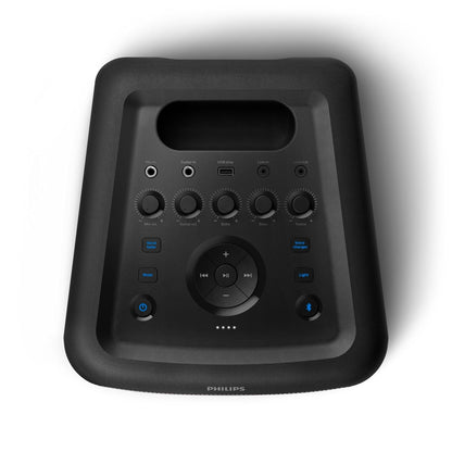Philips X3206 Bluetooth Party Speaker - 14 Hours Play Time, Deep Bass, Party Lights, Karaoke Effects, Mic & Guitar Input, 80W Max Power, Black