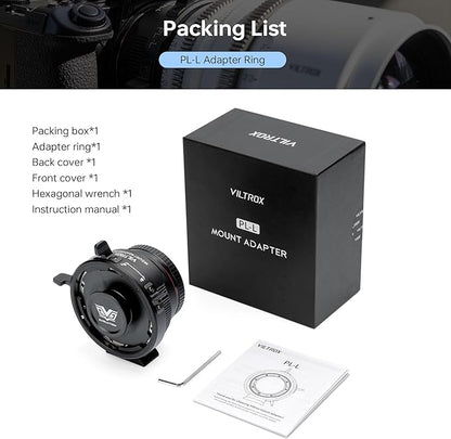 VILTROX PL-L Lens Adapter, Lens Converter Ring Camera Lens Mount Adapter Ring Compatible with PL Lens to L Mount Camera Panasonic S1 S1R S1H S5/Leica SL SL2 CL TL/Sigma FP DSLR Cameras