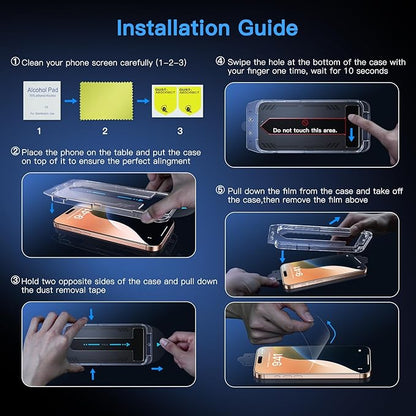 Uyiton Compatible with iPhone 16 Pro Screen Protector (Anti-Blue Light) - [Easy to Install] Shatterproof Full Coverage [Case Friendly] 9H Tempered Glass Screen Protector for iPhone 16 Pro, 2 Pack