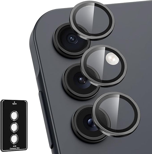 Avocase for Samsung Galaxy A16 Camera Lens Protector, Individual Metal Ring Tempered Glass Lens Cover, [Strong Adsorption] Scratch Resistant Ultra-Thin HD Clear Lens Cover, 1 Set-Black