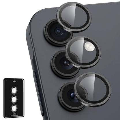 Avocase for Samsung Galaxy A16 Camera Lens Protector, Individual Metal Ring Tempered Glass Lens Cover, [Strong Adsorption] Scratch Resistant Ultra-Thin HD Clear Lens Cover, 1 Set-Black
