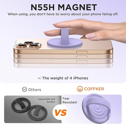 Magnetic Phone Ring Grip Holder, Silicone Finger Loop Grip, Compatible with MasSafe, Back of Phone for iPhone Pro Max/Plus/16/15/15/14/13/12 Series, Lilac Purple