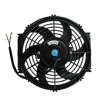 2PCS 10 Inch Universal High Performance Slim Fan Push Pull Electric Radiator Cooling Fan 12V 80W Mount Kit Black
