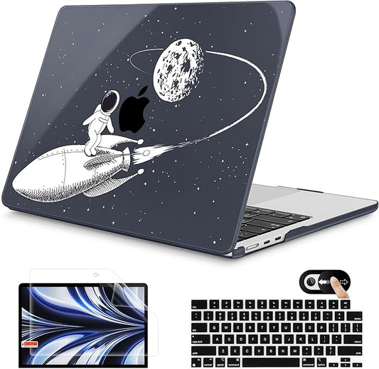 Mektron for 2025 M4 MacBook Air 13.6 Inch A3240 Case Fits 2023 A2681 M2 2024 A3113 M3 Chip with Liquid Retina Display Touch ID, Printed Plastic Hard Shell Cover for MacBook Air 13.6", Astronaut