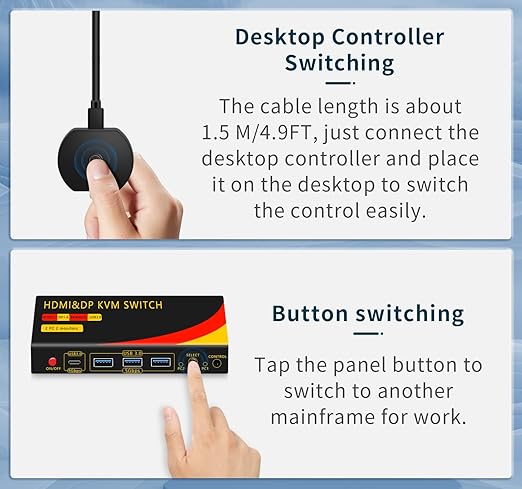 KVM Switch 2 Monitors 2 Computers with DP and HDMI