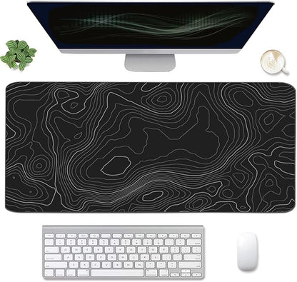 Topographic Mouse Pad, Extended Gaming (35.4x15.7 in), Desk Mat Laptop Waterproof Decor Writing for Work, Game, Office, Home - Topographic Contour