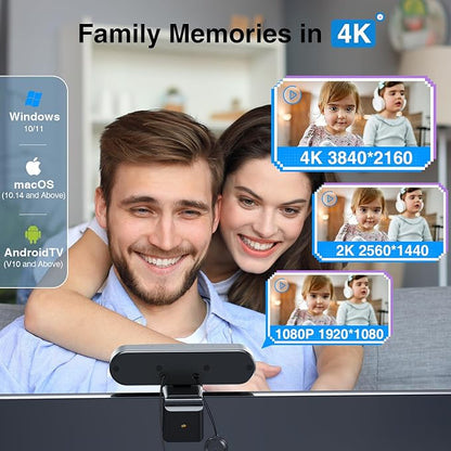 EMEET 3-in-1 4K Webcam with Microphone and Speaker, C980 PRO 60°-98° Wide Angle Webcam w/ 4 Noise Cancel Mics, 2 Speakers, Fixed Focus, Magnetic Privacy Cover, Great for Group and Personal Video Calls