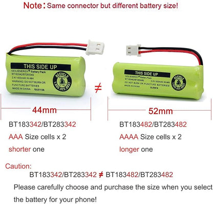 GEILIENERGY BT162342/BT262342 Battery Compatible for BT183342/BT283342 BT166342/BT266342 VTech CS6114 CS6419 CS6719 at&T EL52300 CL80111 Cordless Phone (Pack of 2)