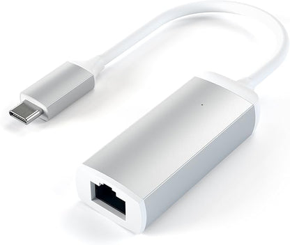 Satechi USB C to Ethernet Cable, Type-C Gigabit Ethernets Adapter, Aluminum Portable Ethernet-to-USB Converter for MacBook Pro/Air, iPad Pro/Air/Mini, Windows Laptop, Switch (Silver)