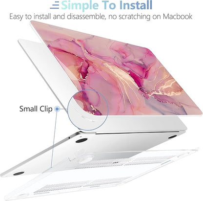 MEEgoodo for M4/M3/M2 MacBook Air 15.3 inch Case 2025 2024 2023, Case Fit Model (A3241/A3114/A2941) for MacBook Air 15 inch, Laptop Hard Shell with Keyboard Cover, Gold Splashes Marble
