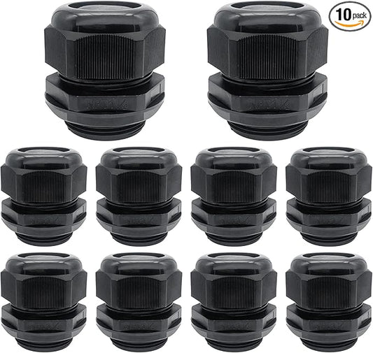 Cable Glands-PENGLIN 1-1/2" NPT Nylon Cable Connector, Strain Relief Cord Connector, IP68 Waterproof Adjustable Locknut(1-1/2 Inch (10-Pack))