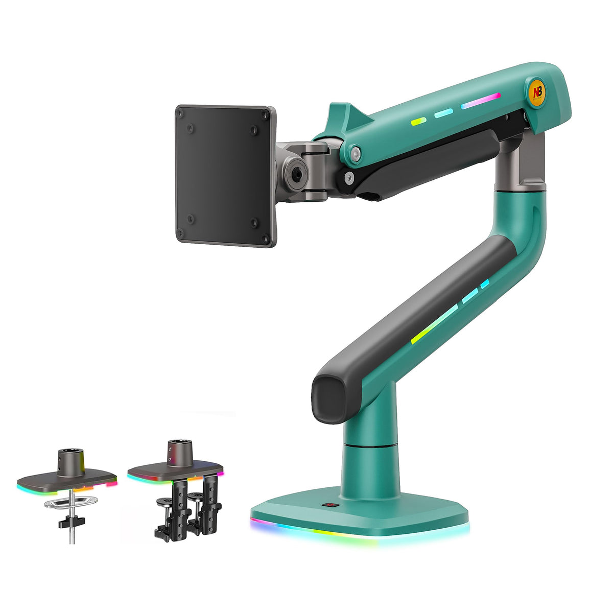 NB Gaming Monitor Arm or for 32 to 60 Inches Screen, Load up to 20 kg, VESA 75/100, RGB-Light, Heavy Duty, Multi Angle Adjustable, Premium Aluminum, Blue