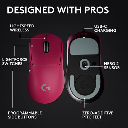 Logitech G PRO X Superlight 2 DEX Wireless Gaming Mouse - Magenta