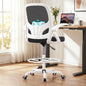 Kensaker Drafting Chair Tall Office Chair, Ergonomic Standing Desk Chair with Adjustable Foot Ring and Flip-up Armrests, Mesh Computer Chair for Art Studio, 300 LBS, Gray