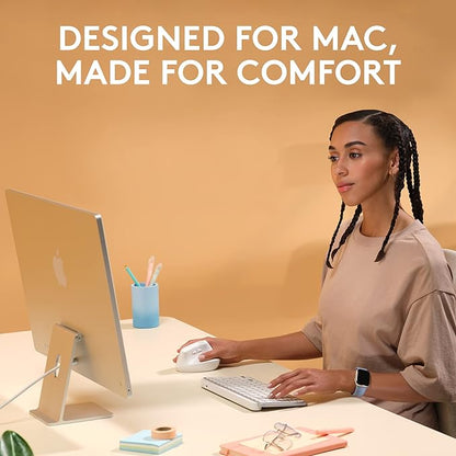 Logitech Lift for Mac Wireless Vertical Ergonomic Mouse, Bluetooth, Quiet Clicks, Silent Smartwheel, 4 Customizable Buttons, for macOS/iPadOS/MacBook Pro/Macbook Air/iMac/iPad - Off White