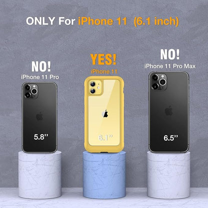 Miracase Glass Series for iPhone 11 Case 6.1 inch, Upgraded Full-Body Rugged Phone Bumper Case Cover with Built-in 9H Tempered Glass Screen Protector and Camera Protector, Yellow