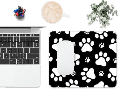 Mouse Pad, Cute White Dog Paw Mouse Pads for Desk, 9.5" x 7.9" Non-Slip Rubber Base Computer Mousepad with Women, Portable Square Design for Wireless Mouse and Pad Laptop Office & Travel