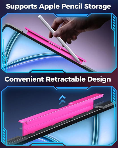 SIEBITU Clear Wireless Keyboard Case for iPad Air 11-inch (M3 2025/M2 2024) & iPad Pro 11-inch 4th 3rd 2nd 1st Gen, 7-Color Backlit with Multi-Touch Trackpad for 10.9" iPad Air 4th/5th Gen, Pink