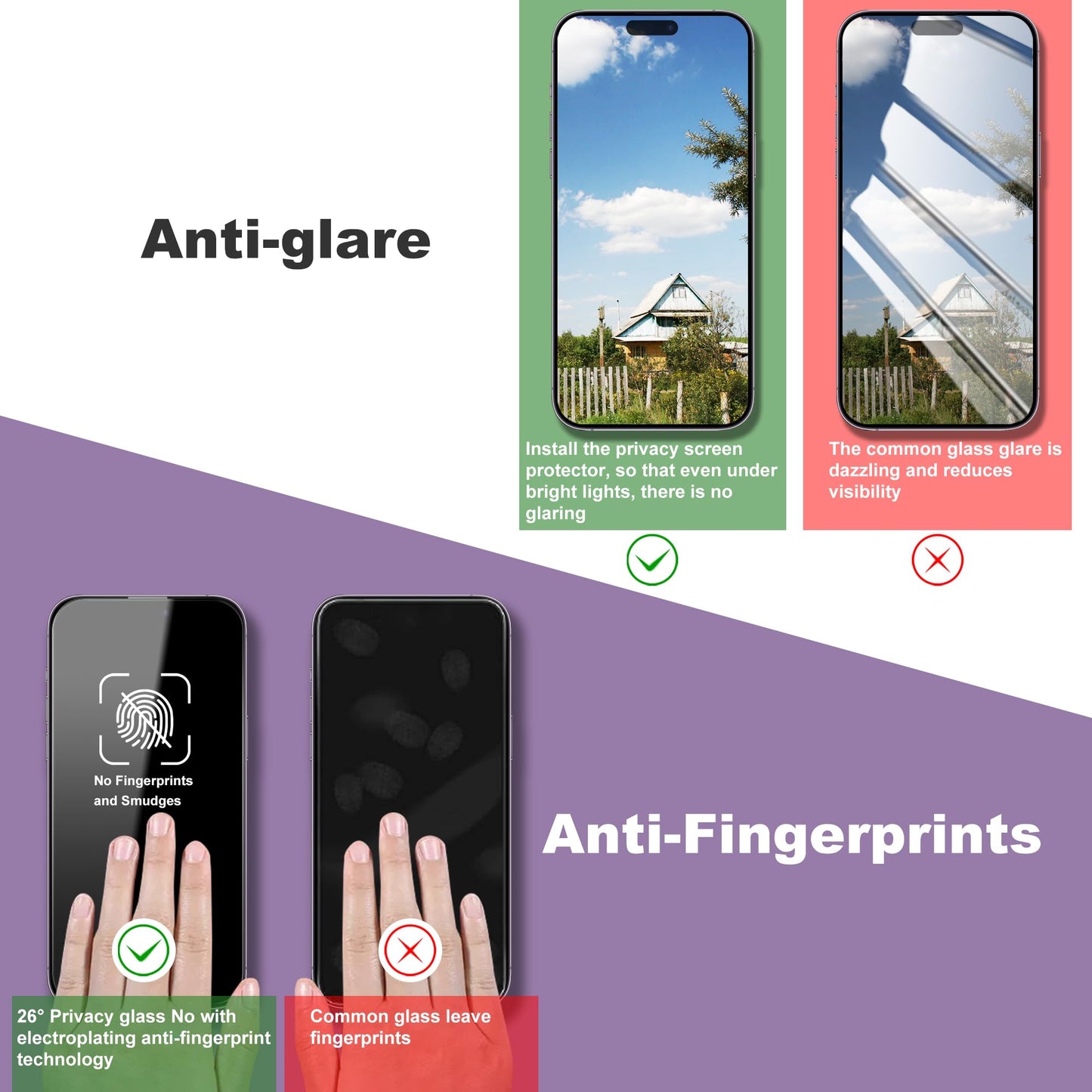 CHRYSHA 2-Pack Privacy Screen Protector for iPhone 16 Pro Max 6.9-Inch, Auto Dust Removal, No Bubbles,Anti-Spy Tempered Glass Film, Easy Installation