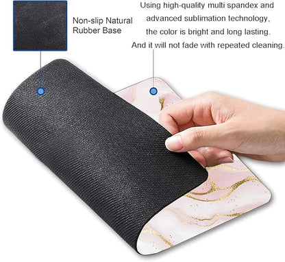Mouse Pad, Pink Marble with Gold Glitter Wave Mouse Pad Rectangle Custom Designs, Waterproof Anti-Slip Rubber Mousepad Office Accessories Desk Decor Wireless Mouse Pads for Computers Laptop