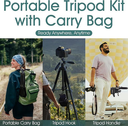 UBeesize 74" Camera Tripod with Phone Holder and Remote, Heavy Duty Tripod Stand with Portable Bag for Phone and Camera, Compatible with DSLR Cameras, Cell Phones, Spotting Scopes and Binoculars