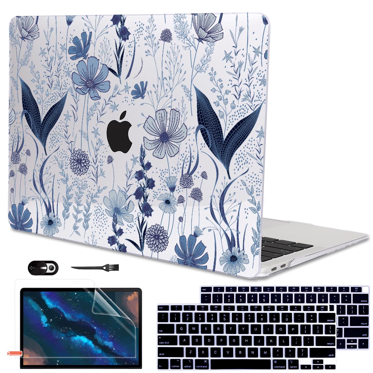 LCMOCICO for MacBook Air 13 inch Case 2020 2019 2018 Release M1 A2337 A2179 A1932, Glitter Crystal Pritned Pattern Hard Case Cover for Mac Air 13.3" Retina Display Touch ID, Astronauts & Spacecraft