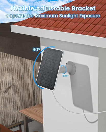 Solar Panel Charger Compatible with Arlo Essential 2K Outdoor(2nd Gen)/Essential XL Camera(2nd Gen)/Essential Spotlight, 5W Solar Panel with IP65 Waterproof 10ft Micro USB-C Cable & Wall Mount, 4 Pack