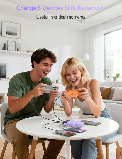 Phone Battery Bank 32000mAh 22.5W w/Built-in Cables & USB C Fast Charging