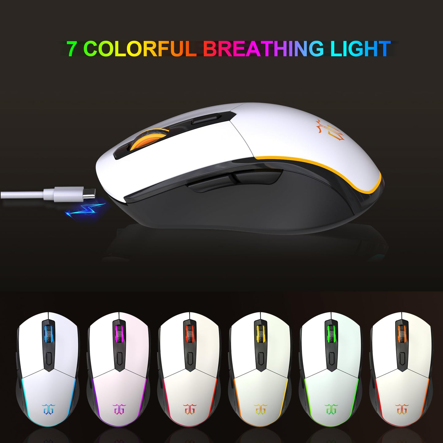 Snpurdiri 60% Wireless Gaming Keyboard and Mouse Combo (Black-White)