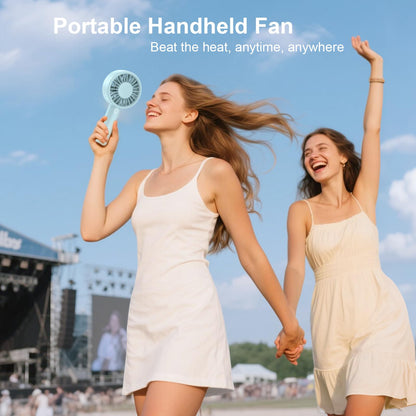 Mizong Mini Fan Portable Handheld Fan, USB Rechargeable Personal Fan with Base, 10H Long Lasting Battery Mini Pocket Cooling Fan for Desktop Travel Outdoor Vacation Concert Lash Makeup Use