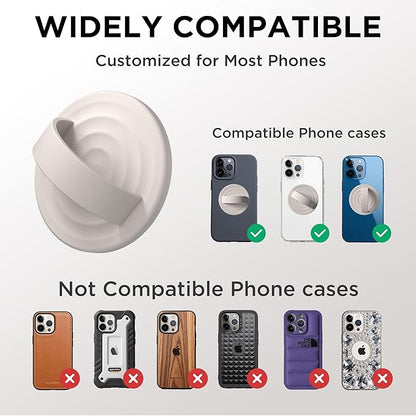 Magnetic Phone Ring Grip Holder, Silicone Finger Loop Grip, Compatible with MasSafe, Back of Phone for iPhone Pro Max/Plus/16/15/15/14/13/12 Series, Stone