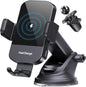 CHGeek Wireless Car Charger, 15W Fast Charging Auto Clamping Phone Holders for Your Car Phone Mount fit for iPhone 17 16 15 14 13 12 Pro Max 11 XR XS, for Samsung Galaxy S25 Ultra S24 S23, Black